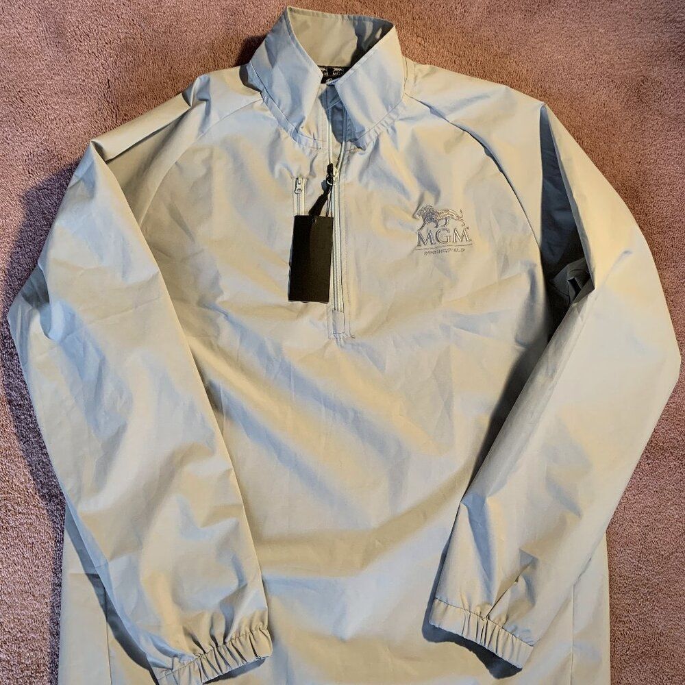 MGM‎ Springfield Mens Quarter Zip Windbreaker Jacket Grey XL NWT